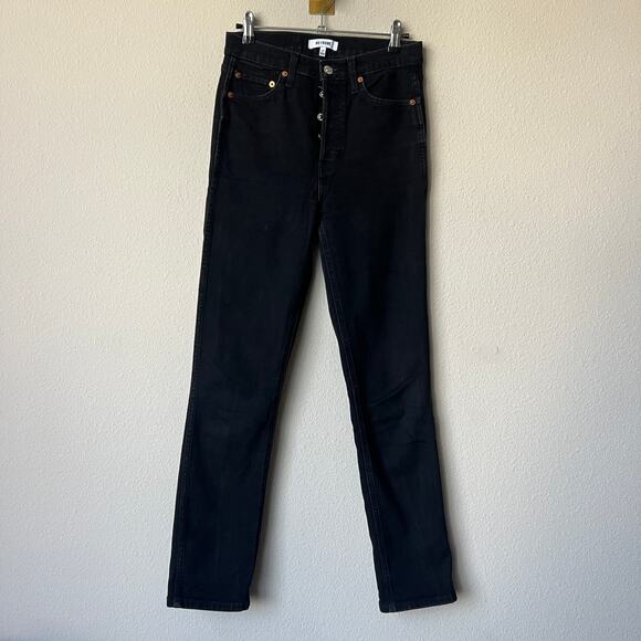 RE/DONE 80s Slim Straight Jeans in Jet Black Size 27 - Picture 2 of 6